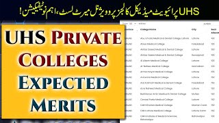 UHS Private Medical Colleges Expected Merits  Provisional Merit List Announced  UHS Notification [upl. by Ahsikel958]