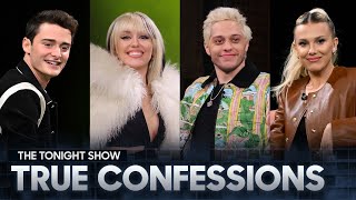 Tonight Show True Confessions with Miley Cyrus Pete Davidson Millie Bobby Brown and Noah Schnapp [upl. by Eugen583]