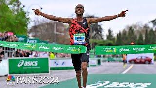 Mulugeta Uma races to historic win for Ethiopia at Paris Marathon  NBC Sports [upl. by Sirob483]