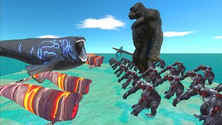 Aquatics Battle  The Bloop VS Evolution of King Kong  Animal Revolt Battle Simulator [upl. by Tnilc469]