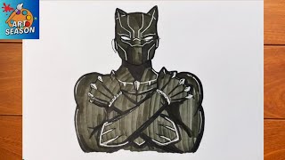 How to Draw Black Panther Step by Step [upl. by Shana]