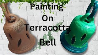 Painting on Terracotta bell😱 Acrylic Painting clay pot painting ideas [upl. by Atrahc]