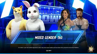 WWE2K24 Mixed Gender Tag  CC vs Raquel R amp Sheamus [upl. by Hannaoj]