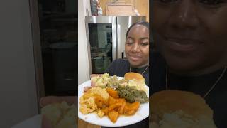 EATING THANKSGIVING DINNER 2024 lifeasteeelle dinner youtubeshorts foodie [upl. by Wonacott]