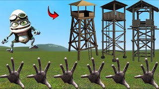 Crazy Frog And Scary Hands Family Vs Towers  Garrys Mod [upl. by Htur]