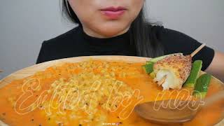 NE ASMR  carbonara noodlescorndog  bites only [upl. by Doreg311]