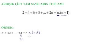 ARDIŞIK SAYILAR Ardışık Çift Sayıların Toplamı [upl. by Nomad]