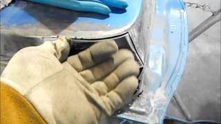 Rust repair old sheet metal 1970 Mustang door repair [upl. by Llerrehc]