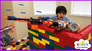 Nerf Gun War Kid vs Daddy Protect the Fort Family Fun Playtime with Ryan ToysReview [upl. by Leopoldine408]