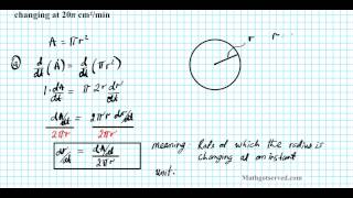 related rates ap calculus circles ab bc [upl. by Hoshi]