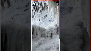 Spectacular Icicles Form Under Niagara Falls in Arctic Blast [upl. by Palua]