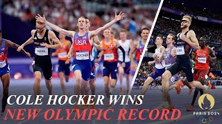 Cole Hocker Stuns Field To Win 1500m In Olympic Record Time  Athletics [upl. by Annaiv]