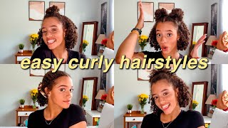 4 EASY hairstyles for short curly hair [upl. by Dafna131]