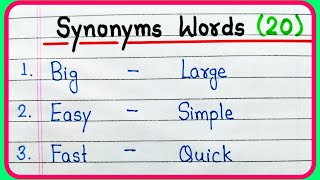 Synonyms words  20 Synonyms words in English  Common Synonyms words  What is Synonyms [upl. by Laban]