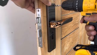 Door Handle Lock Fitting  how to install a door lock [upl. by Tiphanie762]