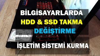 Bilgisayarda HDD SSD Değiştirme Takma  İşletim Sistemi Kurma [upl. by Linder]