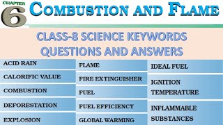 Keywords amp Exercises Class 8 Science Ch 6 COMBUSTION AND FLAME [upl. by Frants188]