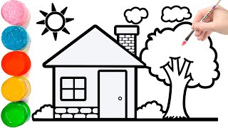 HOW TO DRAW A HOUSE EASY  Drawing House form Shapes [upl. by Haldi]