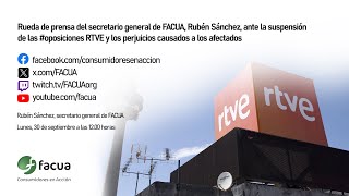 Rueda de prensa del secretario general de FACUA ante la suspensión de las oposicionesRTVE [upl. by Ennayehc700]