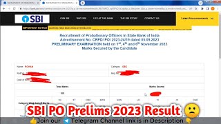 My SBI PO Prelims Result 2023 🙁 sbi sbipo sbipo2023 [upl. by Glass]