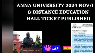 Anna university nov dec2024 exam hall ticket update [upl. by Hgielrahc790]