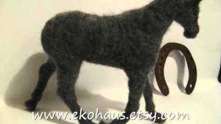 Making needle felted horse with beaded horseshoes [upl. by Yttisahc234]