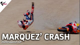 Marc Marquez massive highside  2020 SpanishGP [upl. by Eenram]