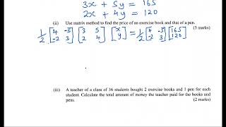 KCSE 2017 MATRICES [upl. by Tobit978]