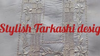 Stylish Tarkashi design  Handi work  Hand Embroidery  New Tarkashi  Kurta design  Fabric work [upl. by Saoj372]