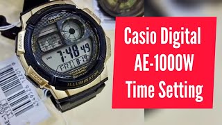 How to Set Time on Casio Digital Watch AE1000W  Casio Time Setting  Watch Repair Channel [upl. by Nedroj]