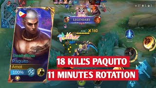 18 KILLS PAQUITO AGGRESSIVE GAMEPLAY Top global build mlbb [upl. by Freeman]