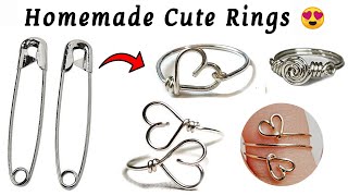 DIY Safety Pin Ring Ideahow to make rings at homehandmade ringsCouple love ringshomemade rings [upl. by Riddle]