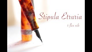 Stipula Etruria Ambra fountain pen V flex nib review stilografica [upl. by Atte]