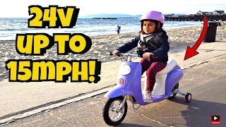 6 Year Old Girl Riding a Razor Pocket Mod Betty Meant for 12 Year Old Kids Electric Scooter Test [upl. by Rubbico]