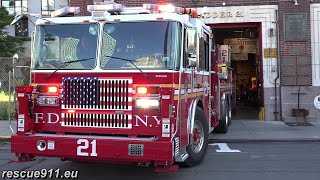 FDNY  Hells Kitchen responding  new Tower Ladder 21 amp Engine 34 [upl. by Lamak30]