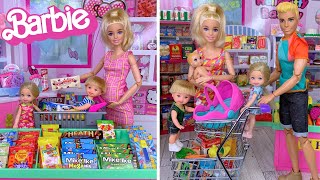 Barbie Doll Family Candy and Supermarket Grocery Shopping [upl. by Ytteb]