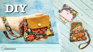 Small Wristlet Wallet Tutorial 🍒 Easy Coin Purse with Zipper and Pocket DIY [upl. by Ezara127]