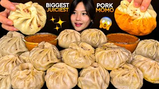 JUICIEST amp BIGGEST PORK MOMO EVER😱🔥WITH SPICY DIP  MASSIVE MOMO EATING MUKBANG  BIG BITES [upl. by Rose466]