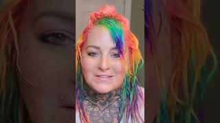 Hairdresser Reacts To Rainbow Hair Color That Also Glow 🤯 [upl. by Nesnar]