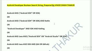 Android Developer Boolean Search String Notes [upl. by Meil91]