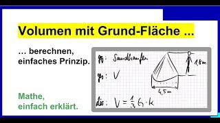 Volumen mit GrundFläche berechnen einfaches Prinzip Übung Teil 1 [upl. by Nicoli778]