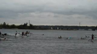 Manasquan NJ Surfing at Dog Beach  15 Guys on Same Wave [upl. by Ydnarb996]