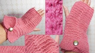 Tuto Tricot Mitaines point fantaisie Ailettes Torsade 2 mailles  Mitaines avec noeud point mousse [upl. by Ilecara65]