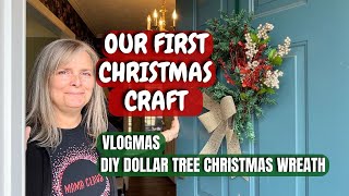 Our First Christmas Craft  DIY Dollar Tree Christmas Wreath [upl. by Levy]