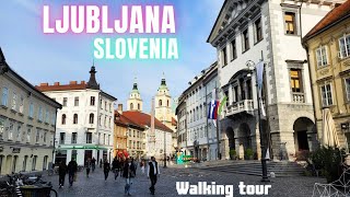 WALKING TOUR in Ljubljana Slovenia 🇸🇮  downtown early morning walk on business day  OCT 2024 [upl. by Pallas]