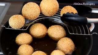 SESAME BALL RECIPE  Bánh rán  Bánh Cam  Helens Recipes [upl. by Lainahtan487]