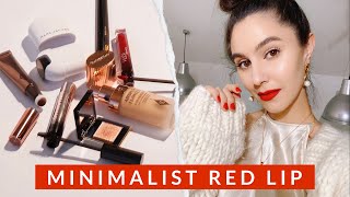 Minimalist Red Lip Makeup Tutorial 💋 Karima McKimmie [upl. by Essirehc]