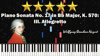 Mozarts Piano Sonata No17 in Bb Major K570 III Allegretto Synthesia MIDI Tutorial [upl. by Esekram]