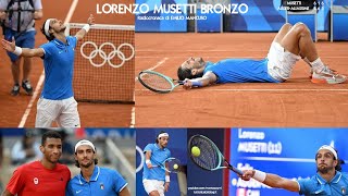 Parigi 2024  BRONZO di LORENZO MUSETTI Singolare Tennis Radiocronaca di Emilio Mancuso Radio 1 [upl. by Redwine]