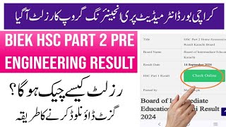 BIEK HSC Part 2 Pre Engineering Result 2024 Announced 2nd Year Result 2024 Karachi Board [upl. by Enelie159]